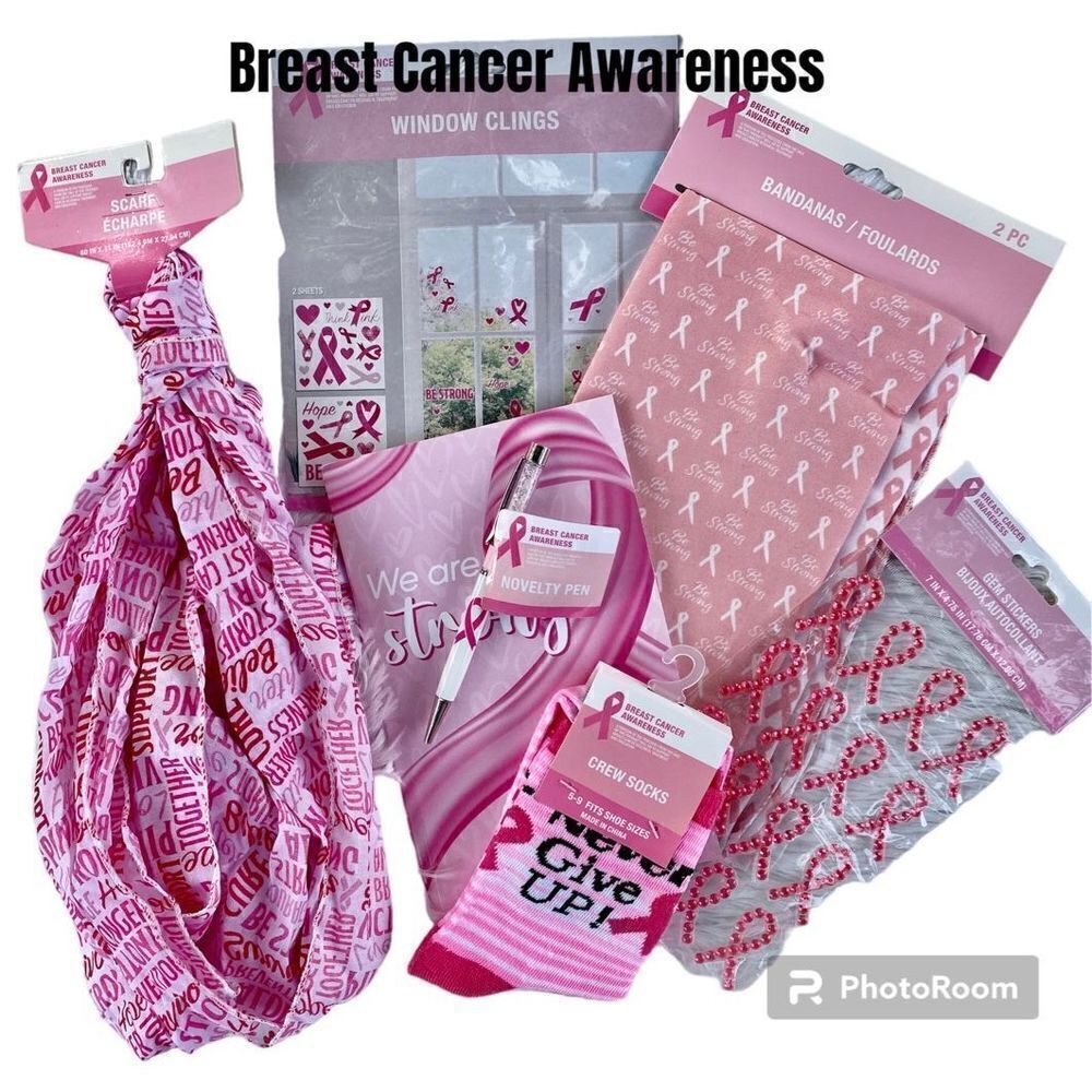 NWT 8 PC Breast Cancer Awareness Pen Socks Scarves Bandanna Set - Picture 2 of 9